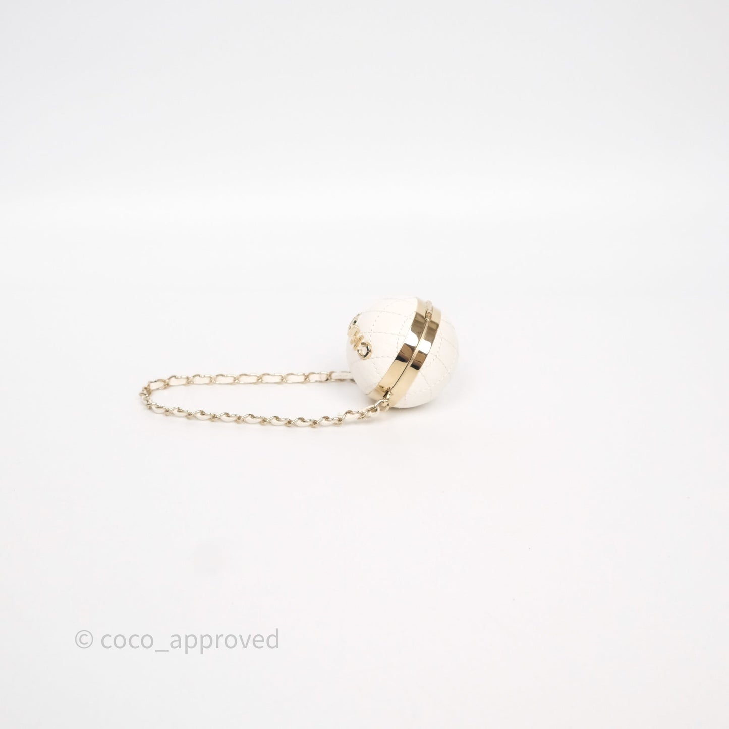 Chanel Mini Ball Bag Charm White Lambskin Gold Hardware
