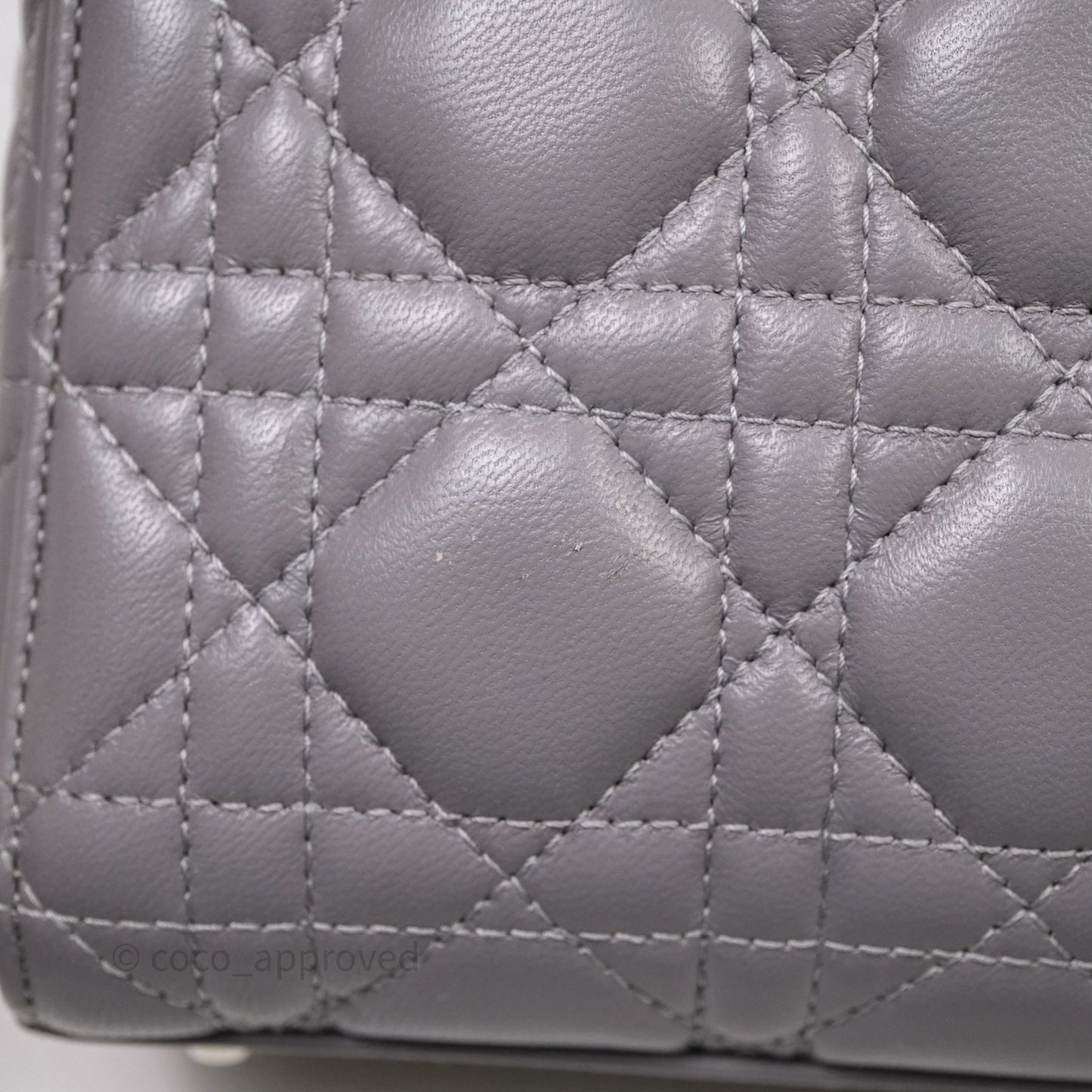 Christian Dior Mini Lady Dior Lambskin Cannage Grey Silver Hardware