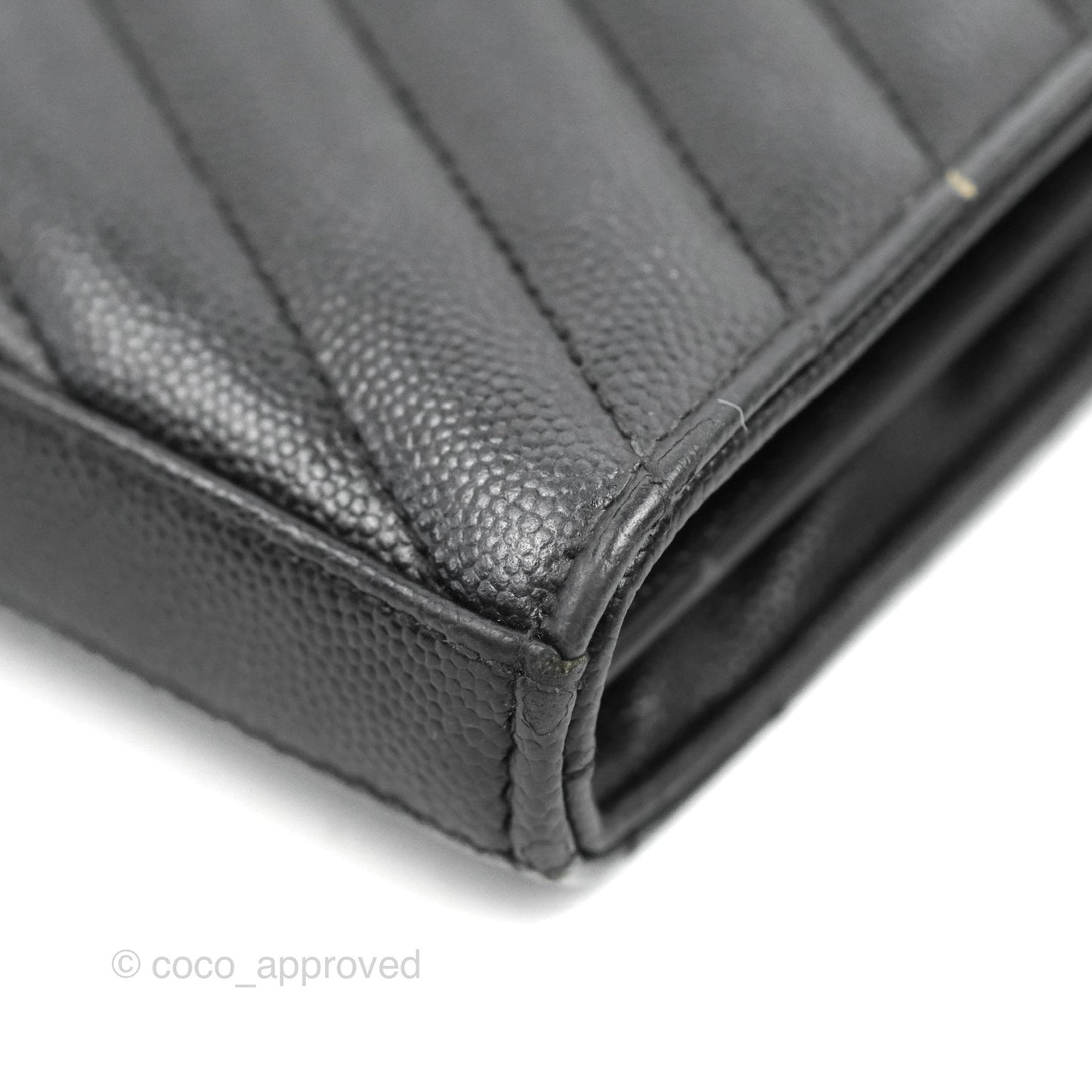 Saint Laurent Wallet on Chain WOC Black Grained Leather Gold Hardware