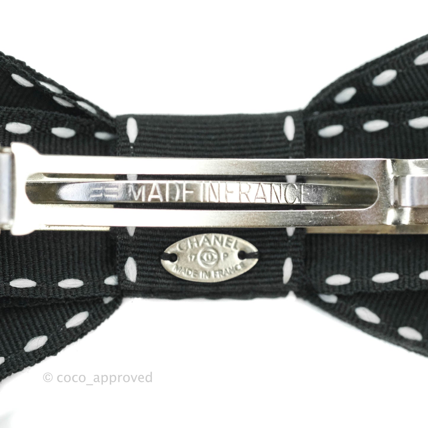 Chanel CC Ribbon Black Hair Barrette 17P