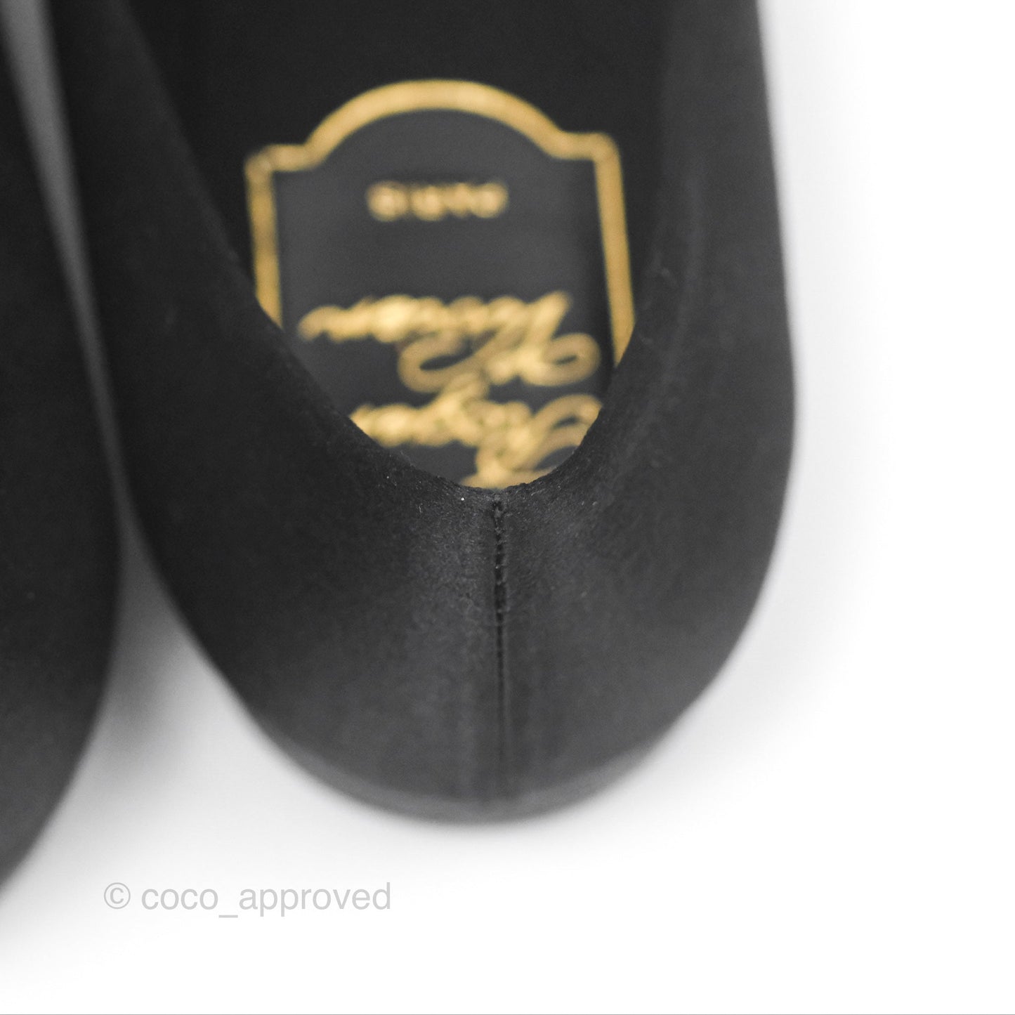 Roger Vivier Ballet Flats Black Satin Gold Hardware Size 36.5