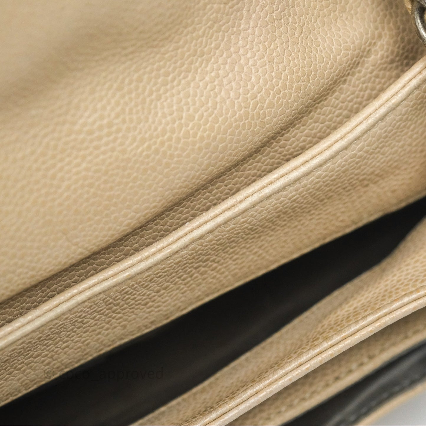 Chanel Quilted Coco Rider Hobo Bag Beige Caviar Ruthenium Hardware