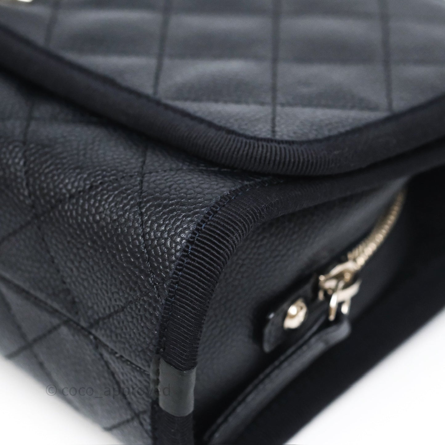 Chanel Top Handle Flap Bag Dark Navy Caviar Silver Hardware