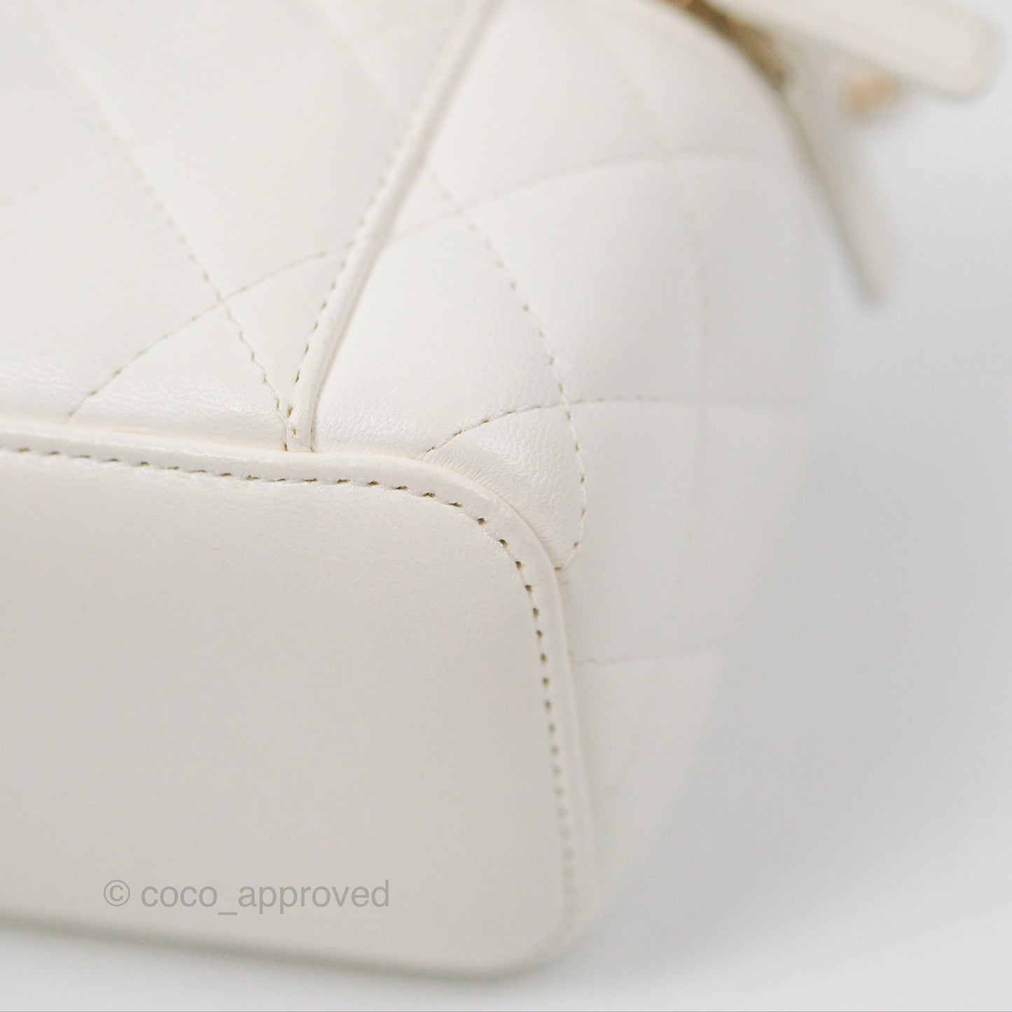Chanel Camellia White Quilted Lambskin Mini Vanity with Chain Gold Hardware