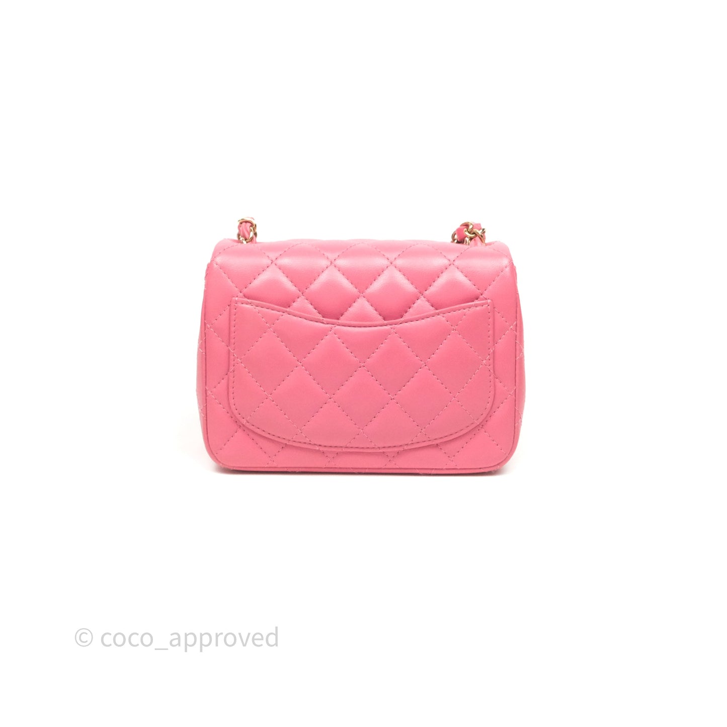 Chanel Mini Square Flap Quilted Pink Lambskin Gold Hardware