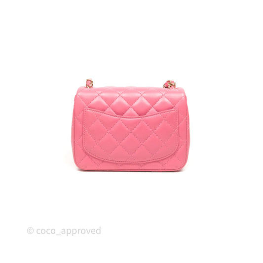 Chanel Mini Square Flap Quilted Pink Lambskin Gold Hardware