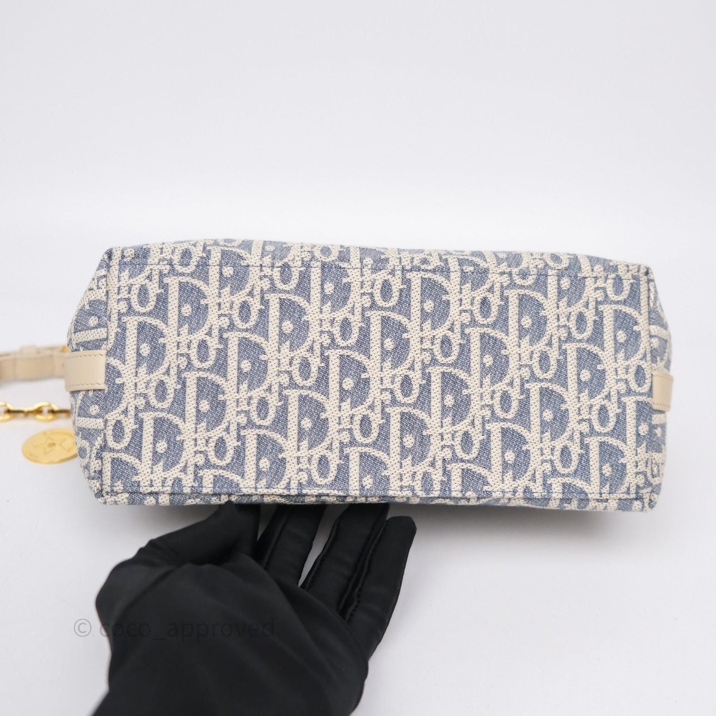 Christian Dior Diorstar Hobo Bag with Chain Blue Dior Oblique Chambray with Raffia Effect