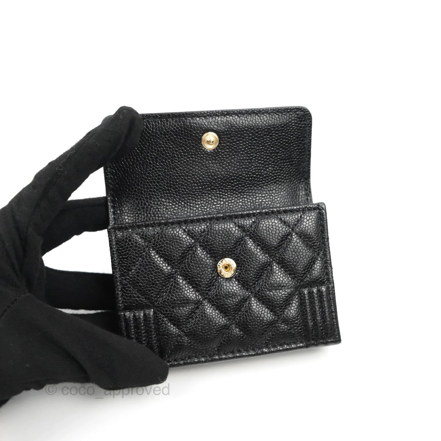 Chanel Quilted Small Boy Flap Wallet Black Caviar Gold Hardware