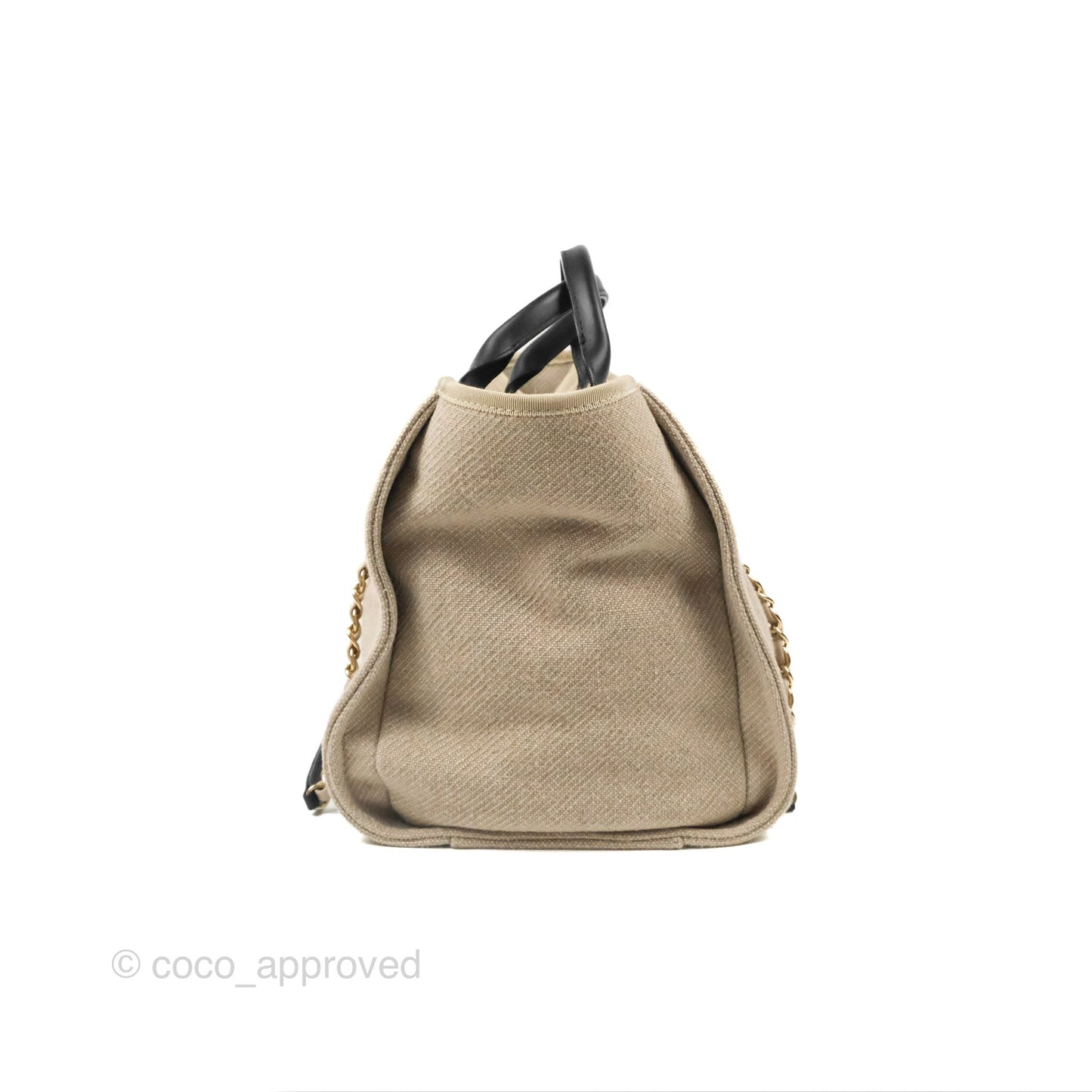 Chanel Large Deauville Black/Taupe Canvas Gold Hardware