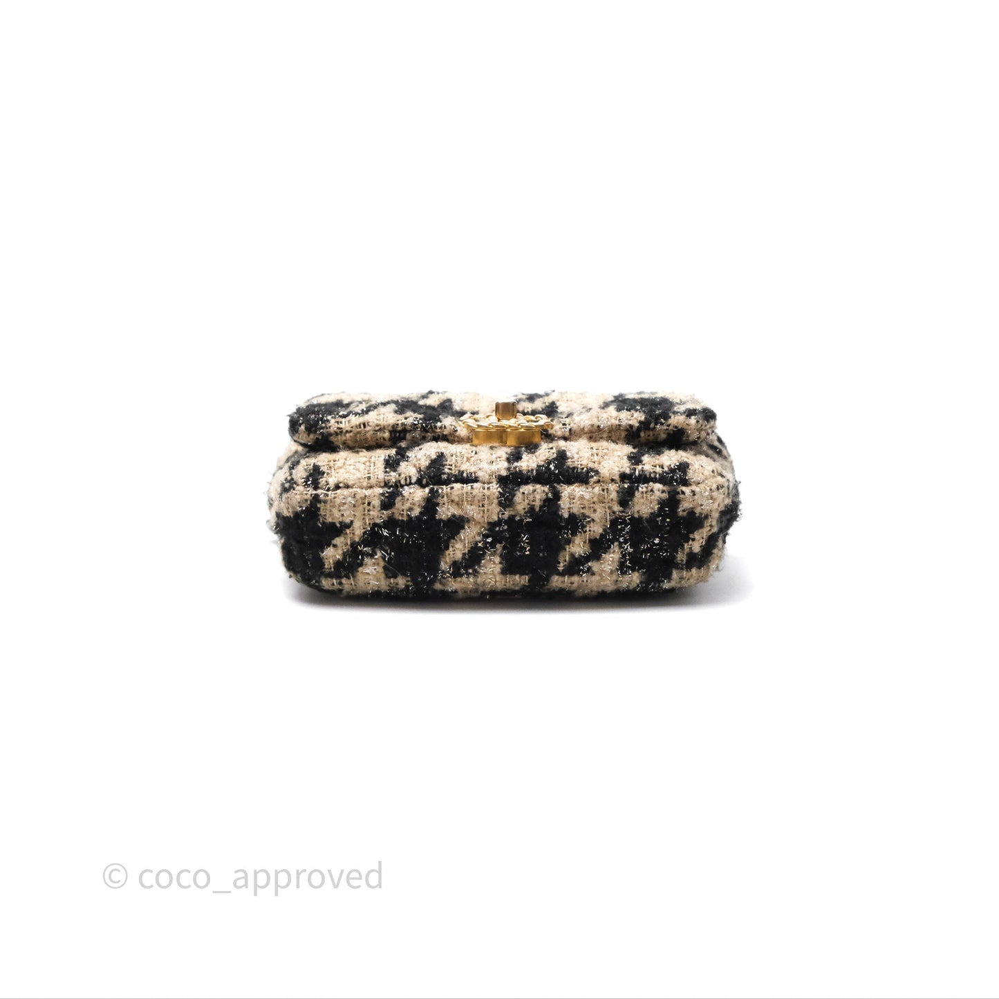 Chanel 19 Waist Bag Tweed Houndstooth Black Beige Mixed Hardware 19K