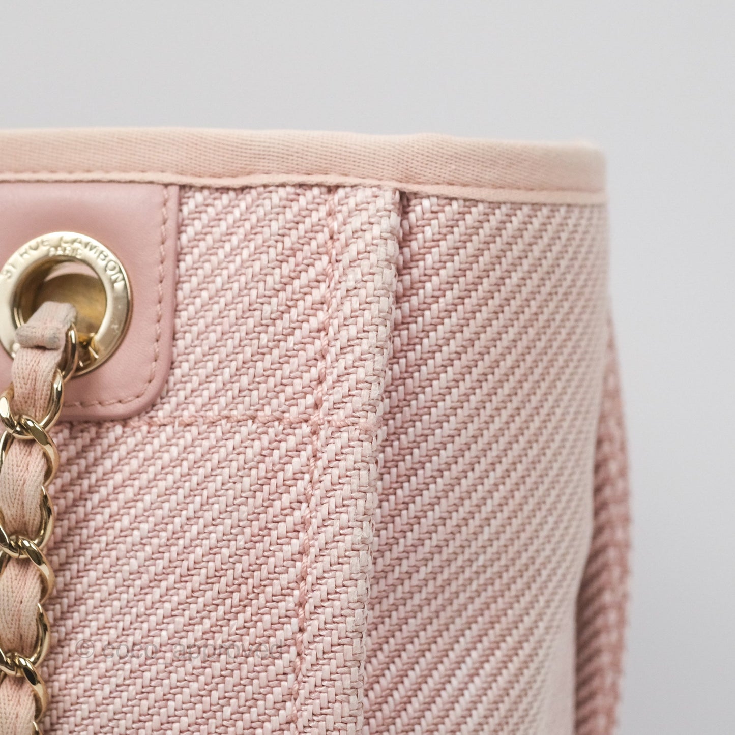 Chanel Small Vertical Deauville Canvas Pink Gold Hardware