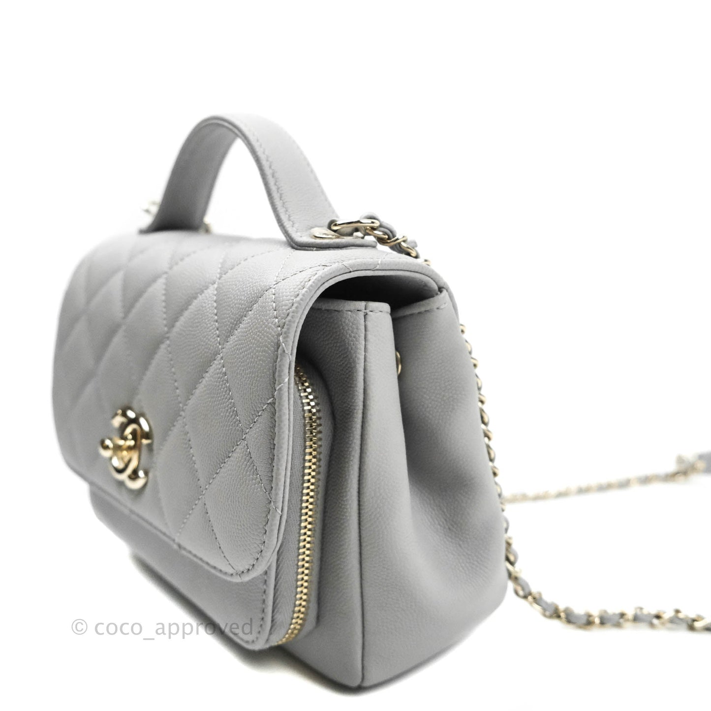 Chanel Quilted Small Business Affinity Flap Grey Caviar Gold Hardware