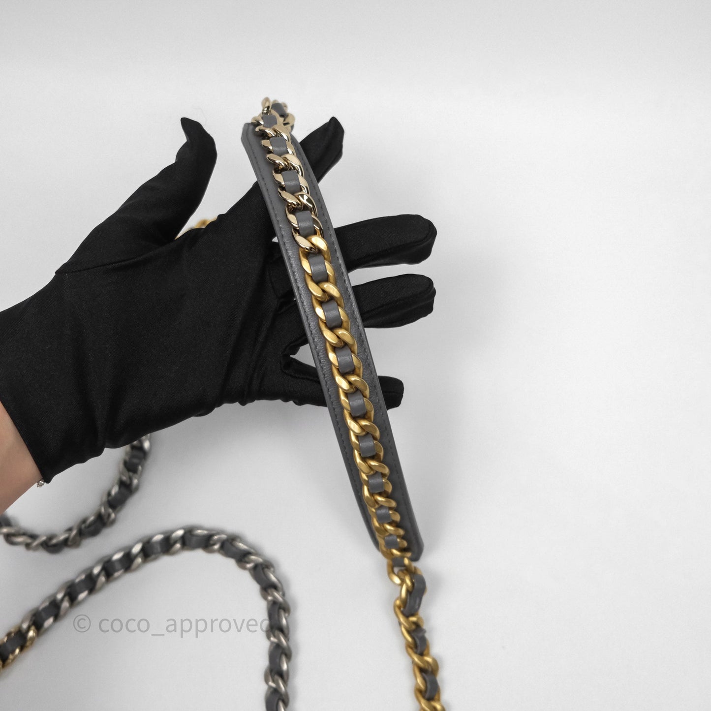 Chanel 19 Wallet on Chain WOC Grey Lambskin Mixed Hardware