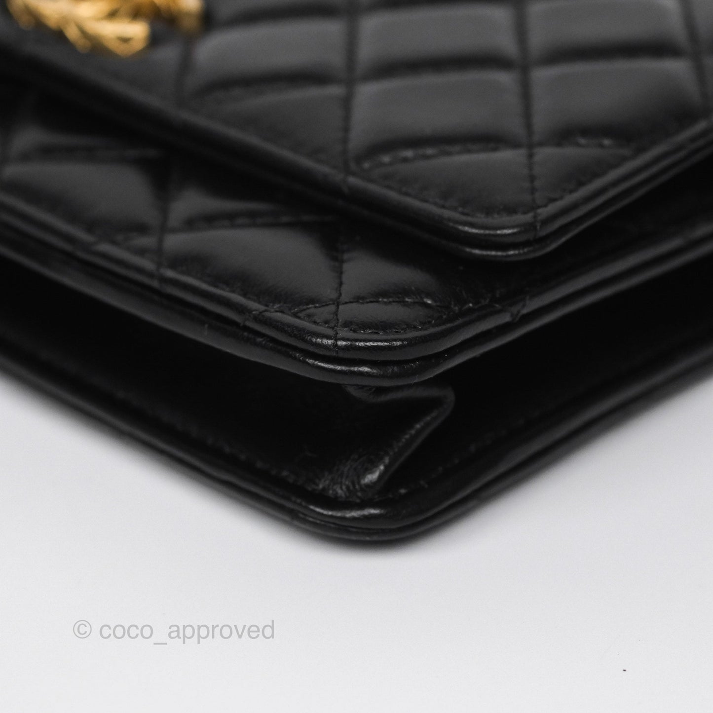 Chanel All Slide Wallet on Chain WOC Adjustable Chain Quilted Black Lambskin 22K
