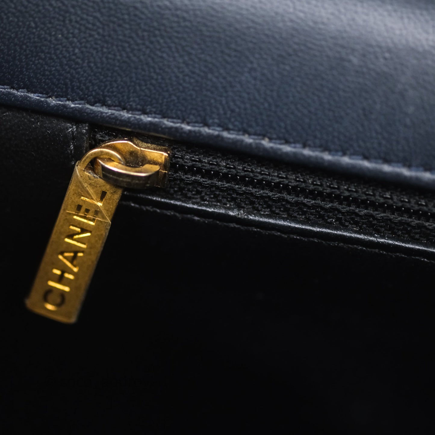 Chanel Small CC Filigree Flap Quilted Navy Black Caviar Aged Gold Hardware