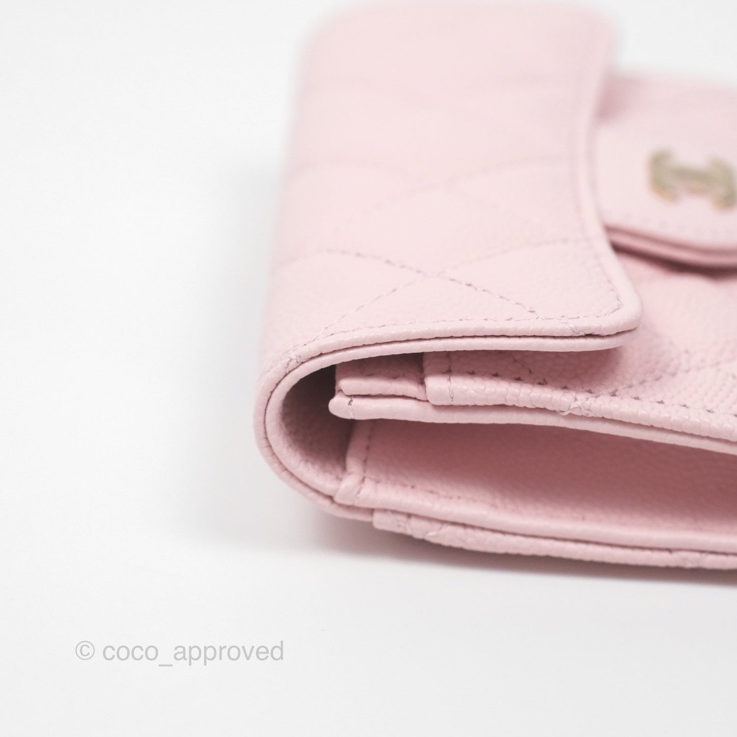 Chanel Quilted Flap Card Holder Caviar Pink Gold Hardware