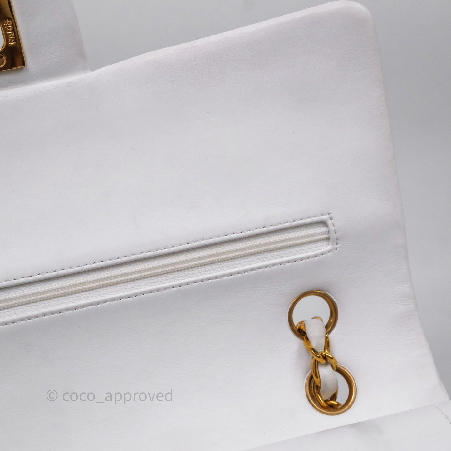 Chanel Classic Vintage Double Flap M/L White Lambskin 24K Gold Hardware