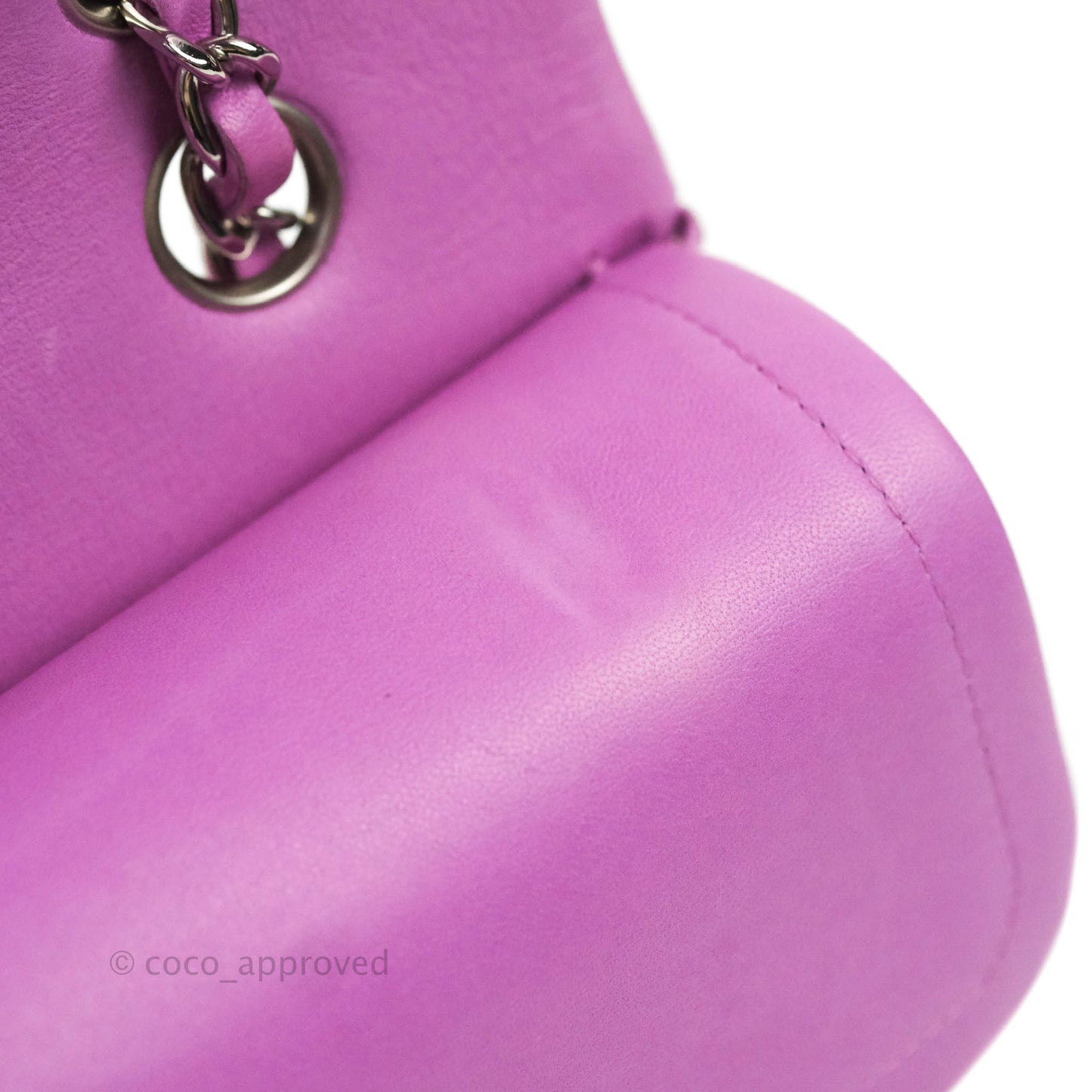 Chanel Classic M/L Medium Double Flap Purple Lambskin Silver Hardware