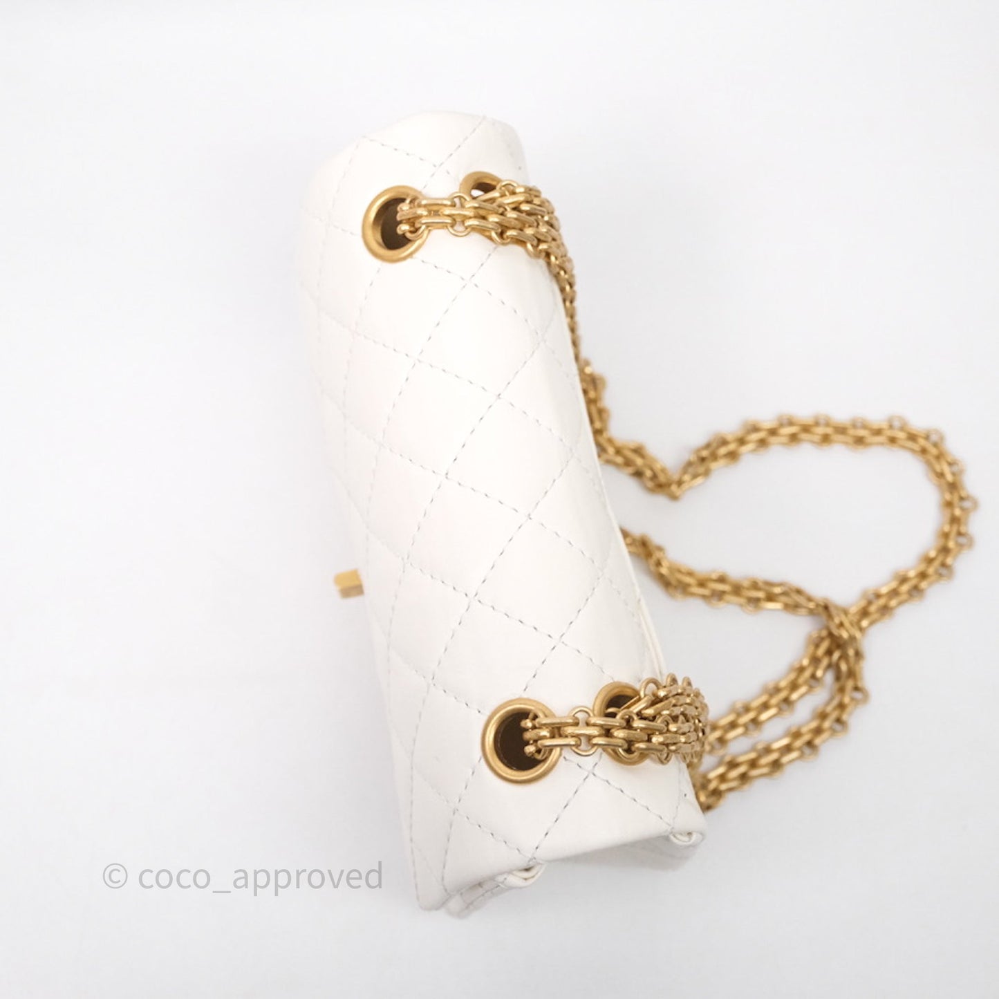 Chanel Mini Reissue 224 White Calfskin Aged Gold Hardware