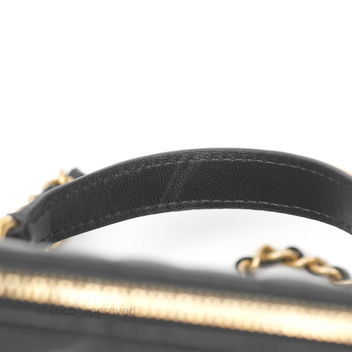 Chanel Vanity Rectangular Metal Top Handle Black Lambskin Aged Gold Hardware 22B