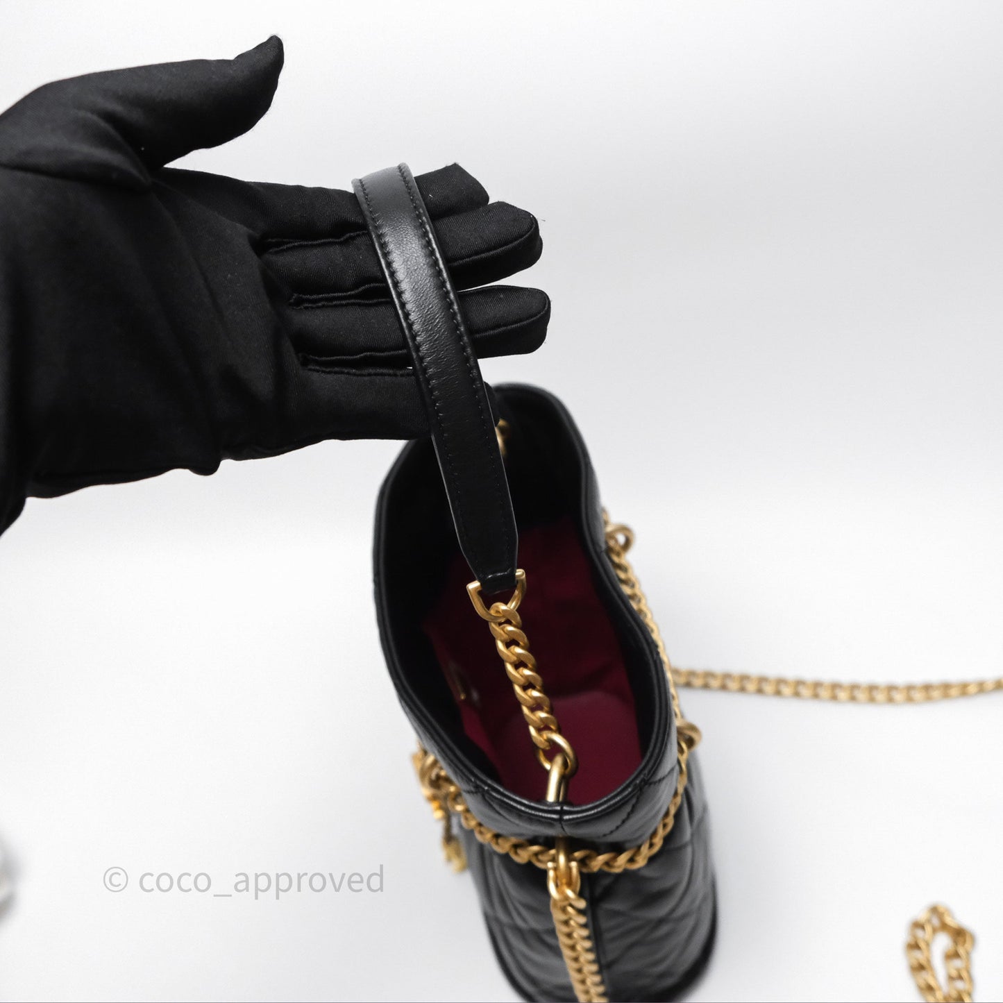 Chanel Enamel CC Bucket Bag Black Lambskin Gold Hardware 22P