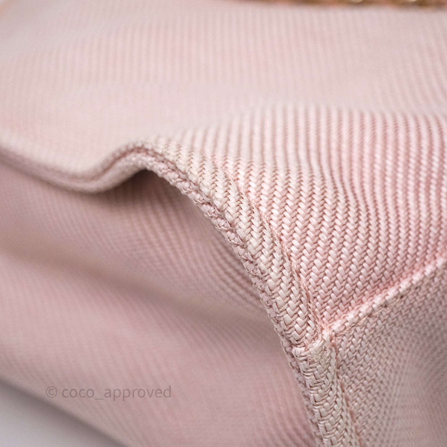 Chanel Large Deauville Tote Pink Canvas Gold Hardware