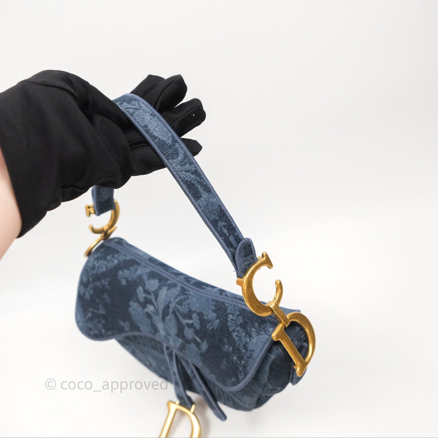 Christian Dior Saddle Bag Navy Denim Gold Hardware