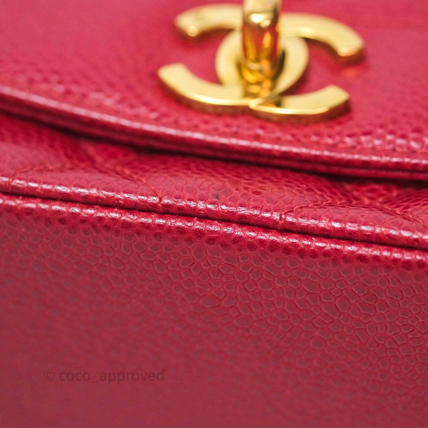 Chanel Medium Vintage Quilted Classic Diana Flap Bag Red Caviar 24K Gold Hardware
