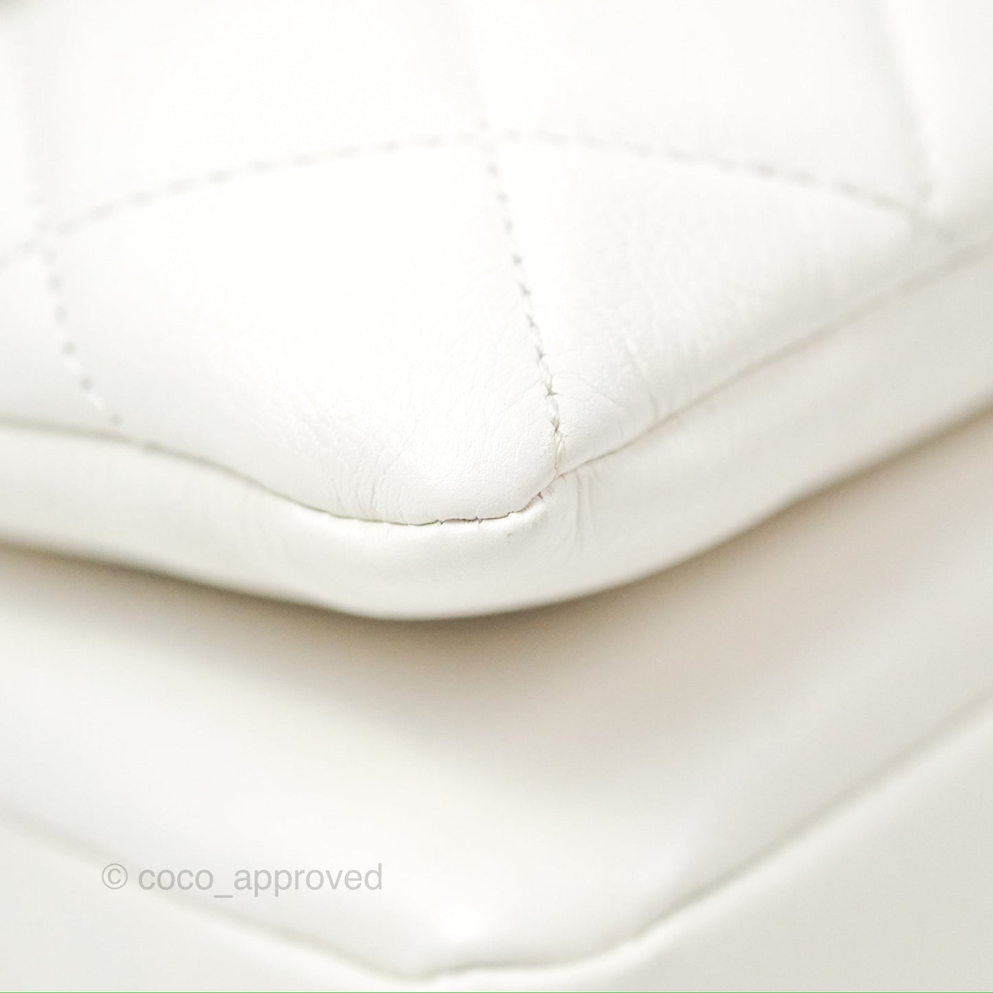 Chanel CC Crown Flap White Calfskin Antique Gold Hardware