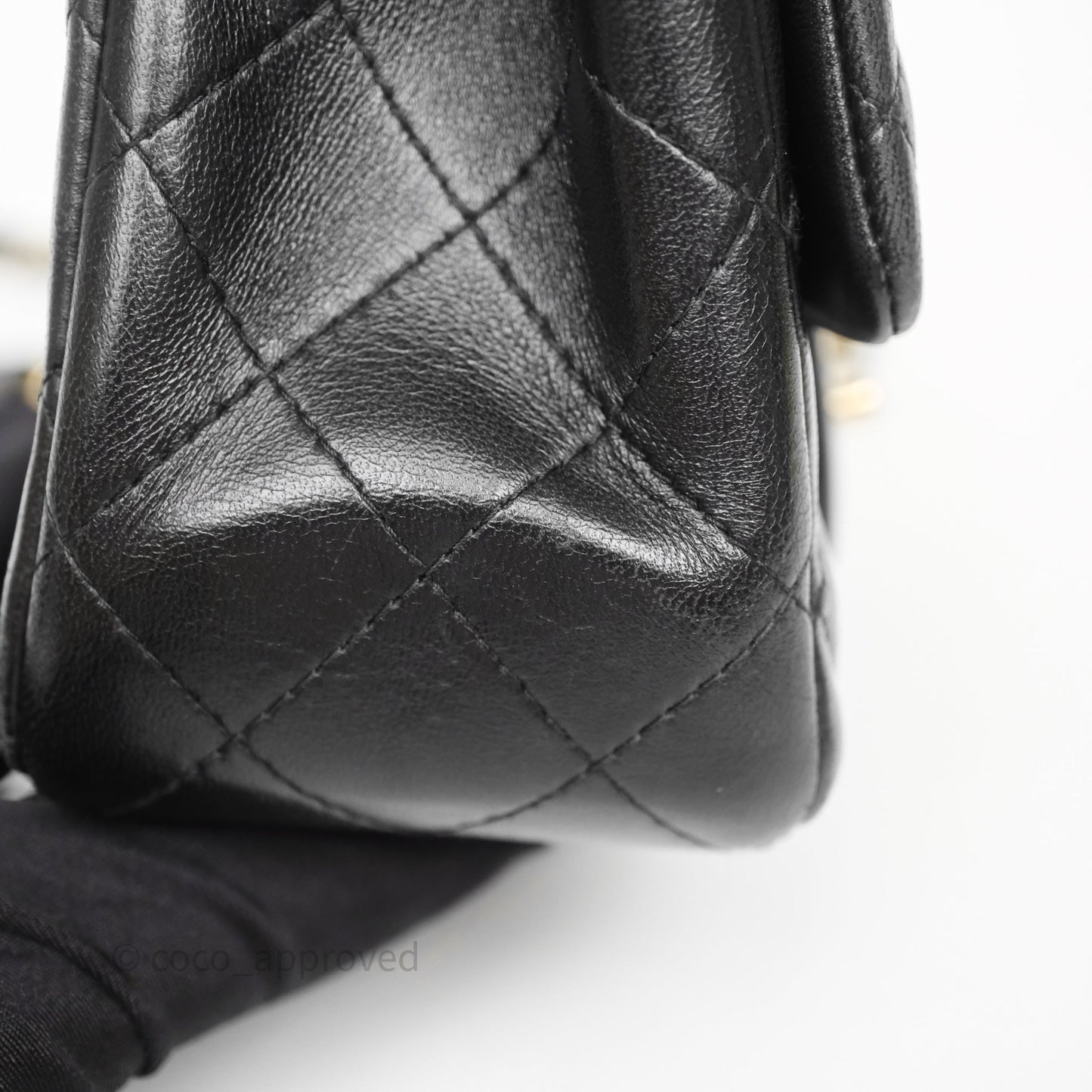 Chanel Mini Square Quilted Black Lambskin Gold Hardware