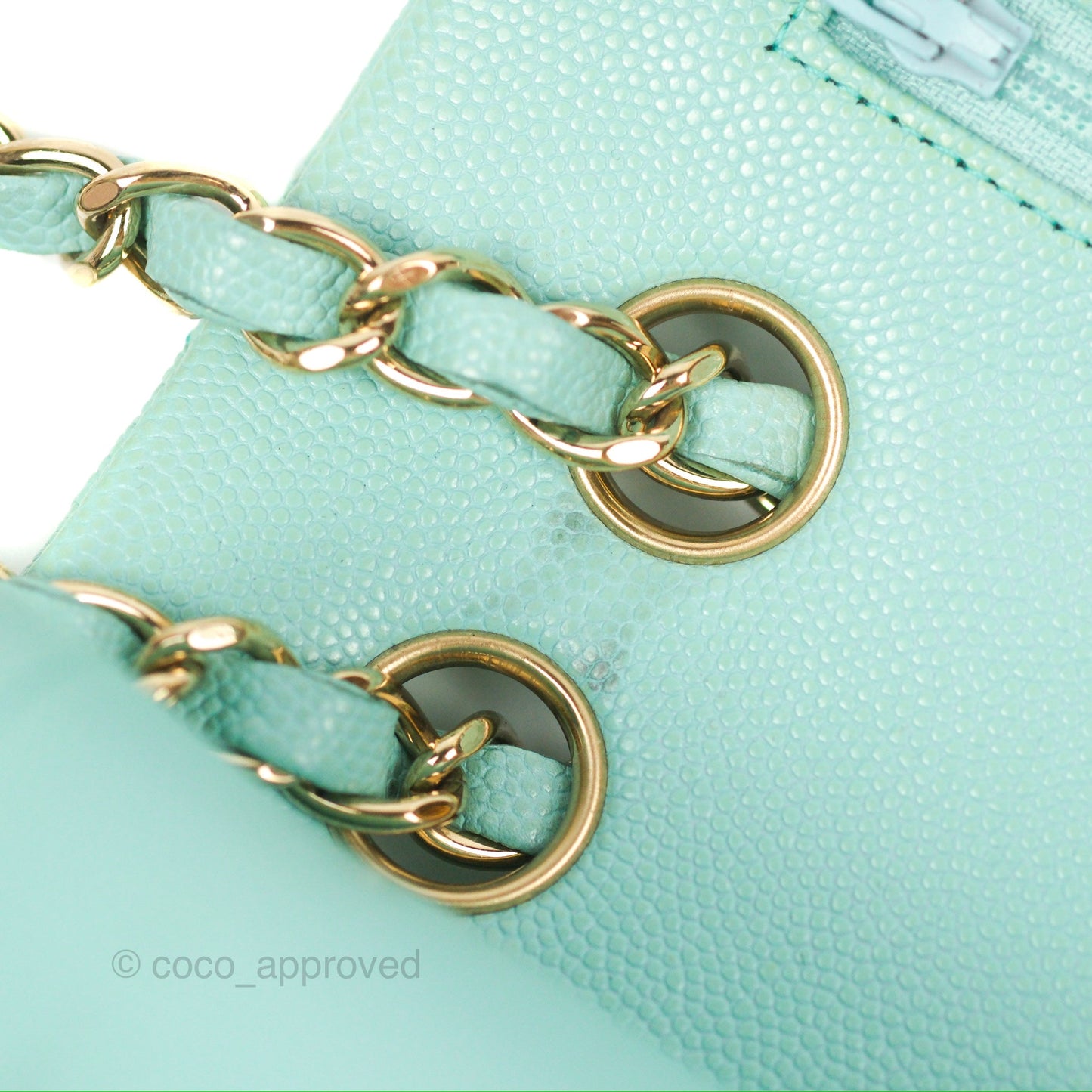 Chanel Small Classic Quilted Flap Tiffany Blue Caviar Gold Hardware 20C