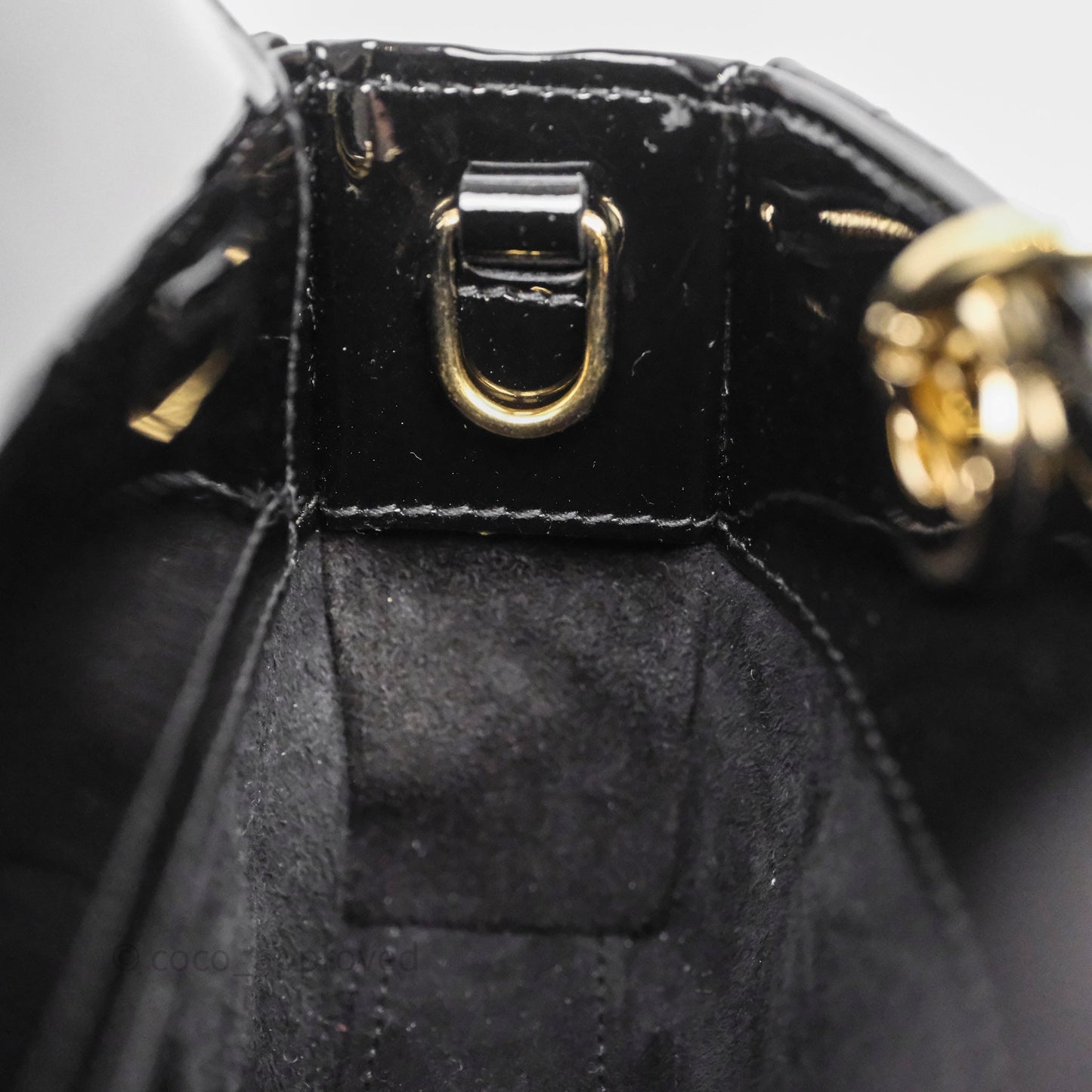 Christian Dior Micro Lady D-Joy Bag Black Patent Cannage Calfskin Gold Hardware