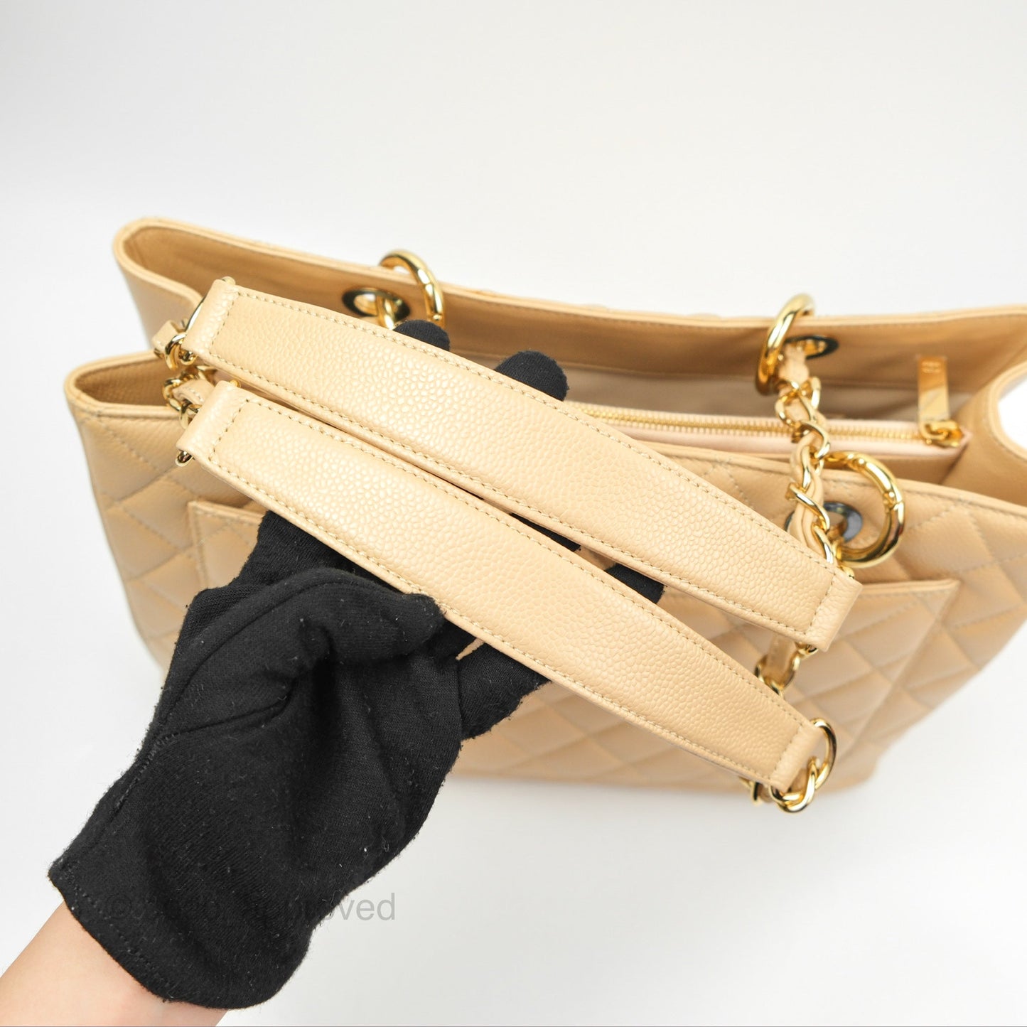 Chanel GST Beige Caviar Gold Hardware