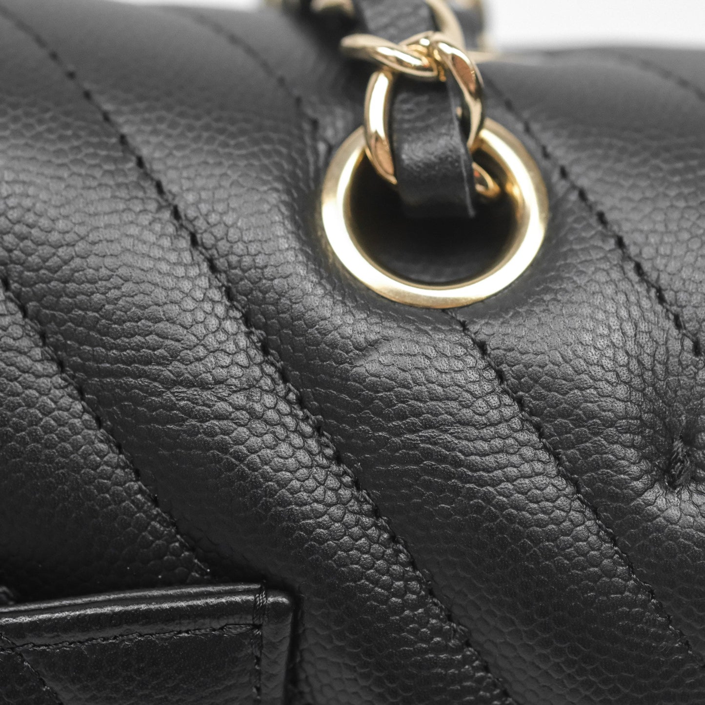 Chanel Classic M/L Medium Flap Chevron Black Caviar Gold Hardware