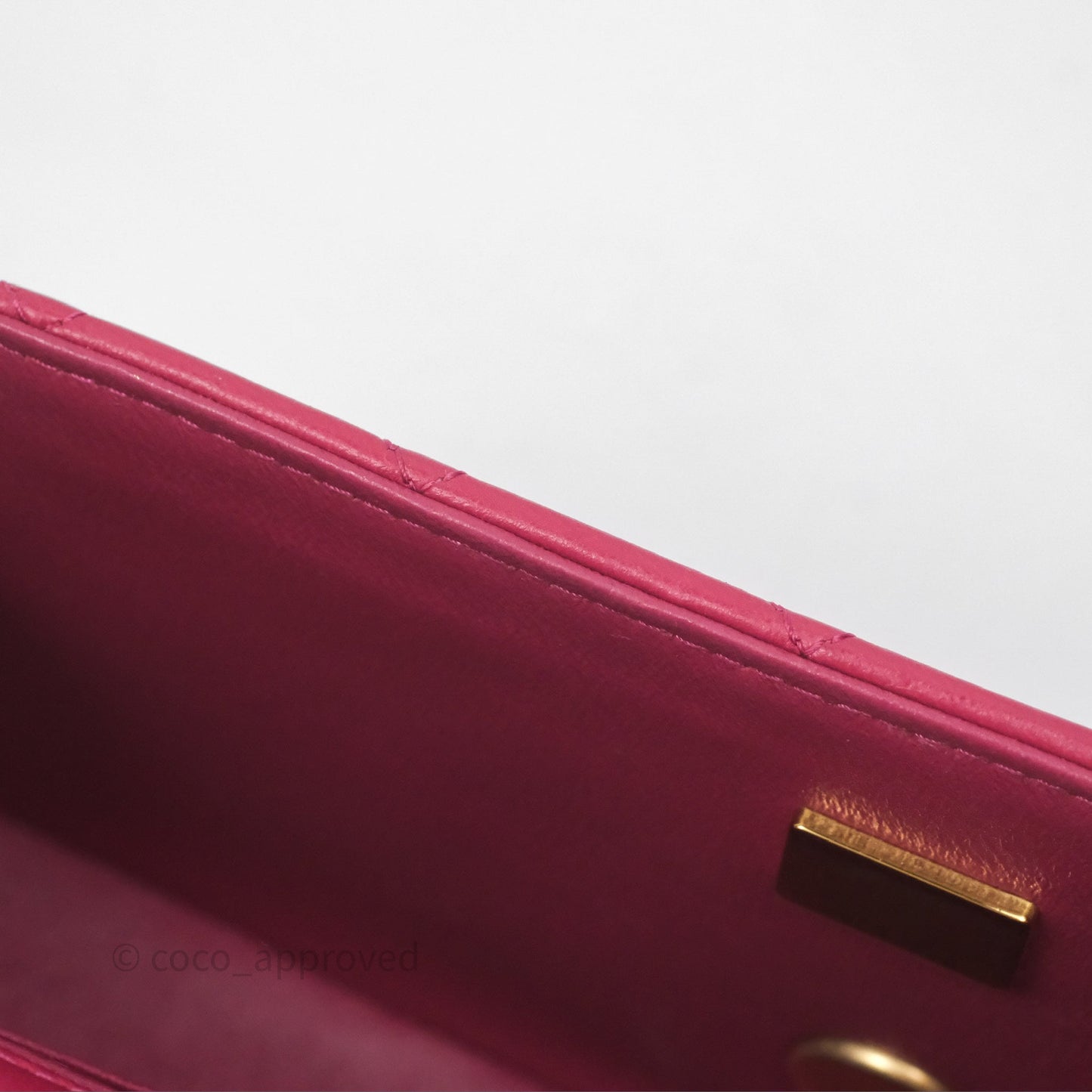 Chanel Top Handle Mini Rectangular Flap Red Lambskin Aged Gold Hardware