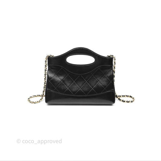 Chanel Nano 31 Black Shiny Calfskin Gold Hardware 24C