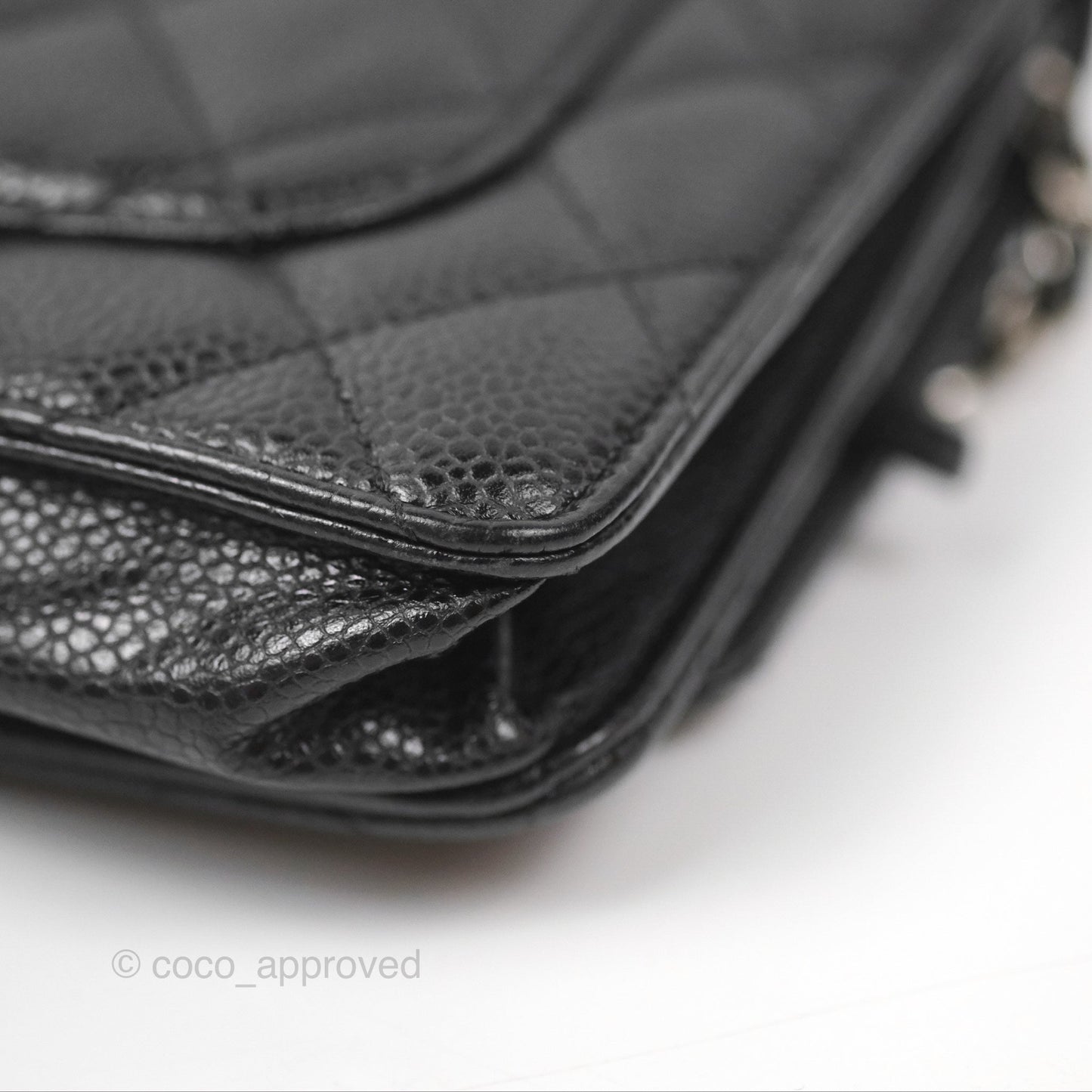 Chanel Quilted Classic Wallet On Chain WOC Black Caviar Silver Hardware