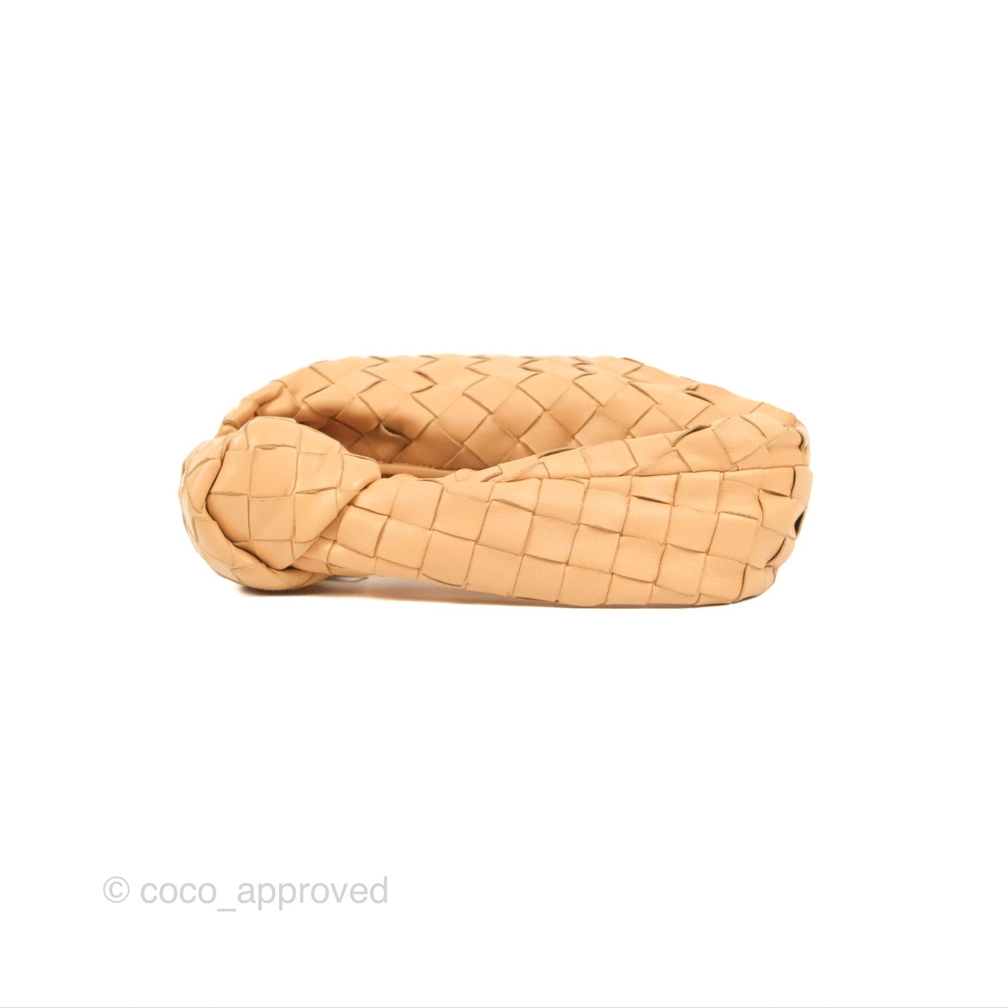 Bottega Veneta Intrecciato Mini Jodie Clutch Bag Beige Lambskin Gold Hardware