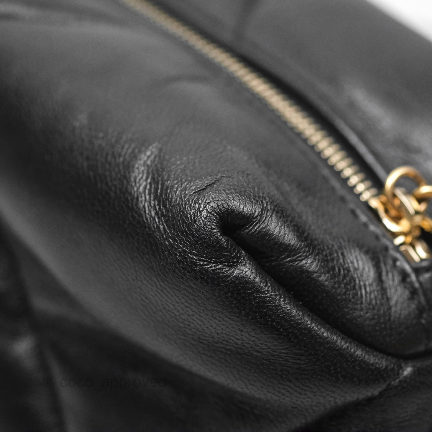 Chanel Small Quilted Bowling Bag Black Lambskin Aged Gold Hardware