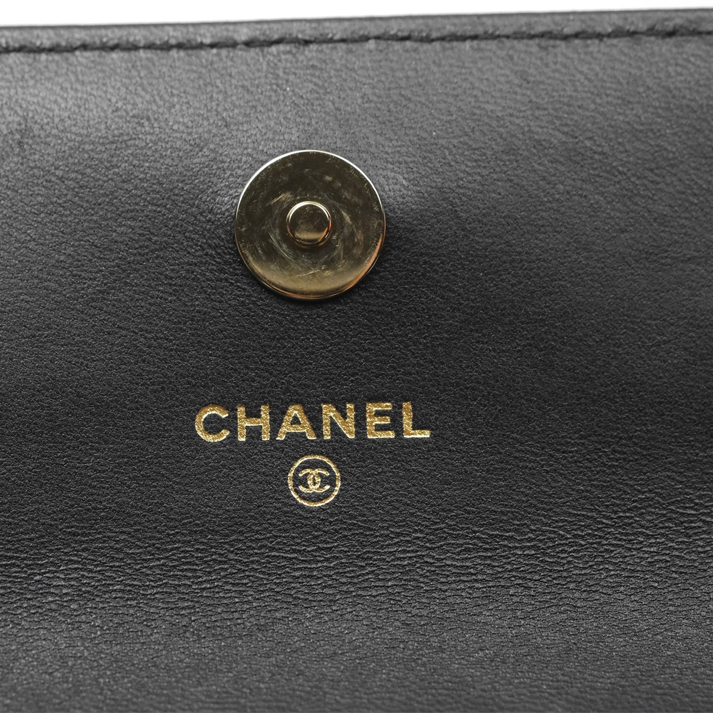 Chanel Camellia Handle Mini WOC Phone Holder with Chain Black Lambskin 23K