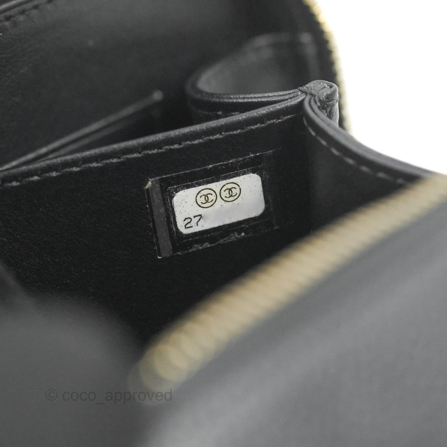 Chanel CC Filigree Vanity Clutch With Chain Caviar Black Aged Gold Hardware