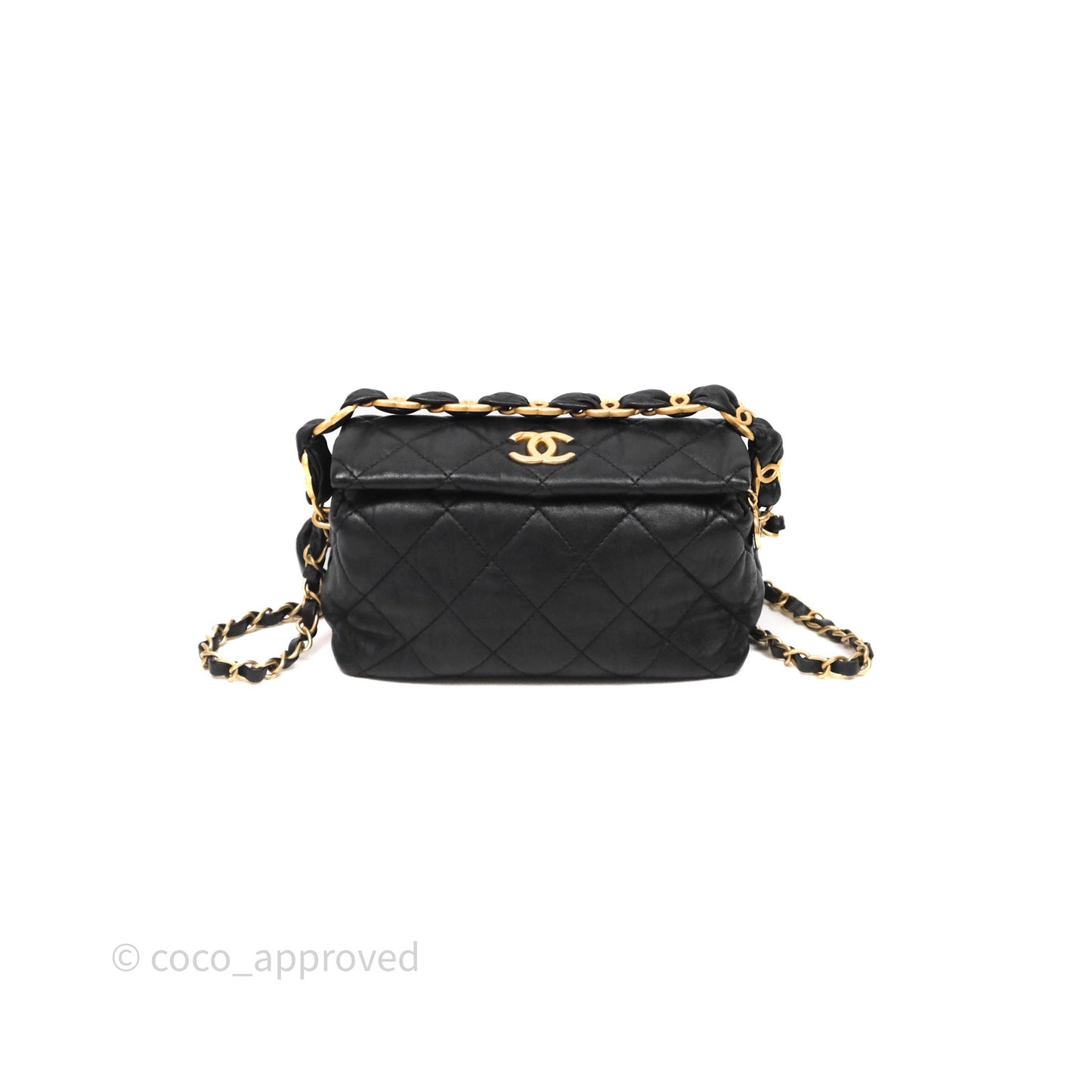 Chanel Small Hobo Bag Crumpled Black Lambskin Aged Gold Hardware