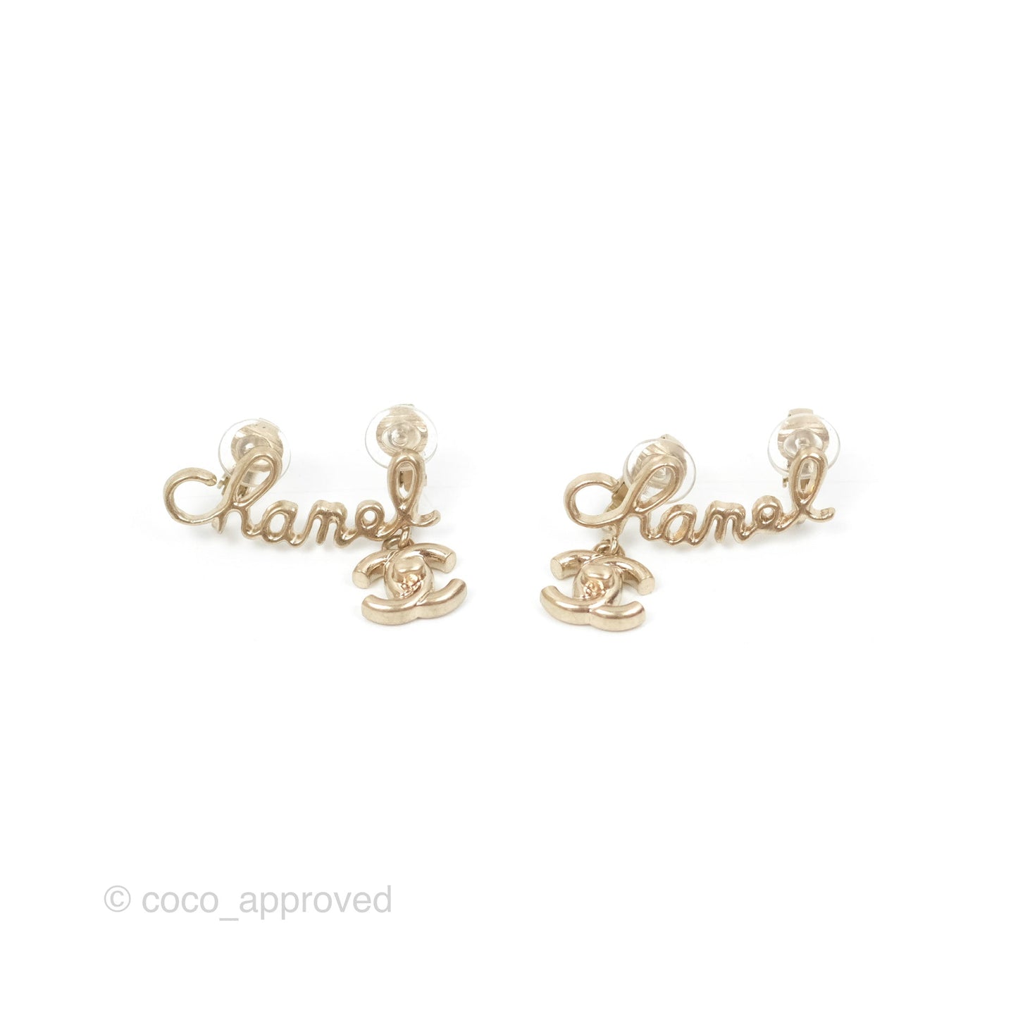Chanel Logo CC Turnlock Ear Clips Gold Tone 21P