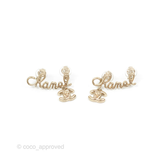 Chanel Logo CC Turnlock Ear Clips Gold Tone 21P