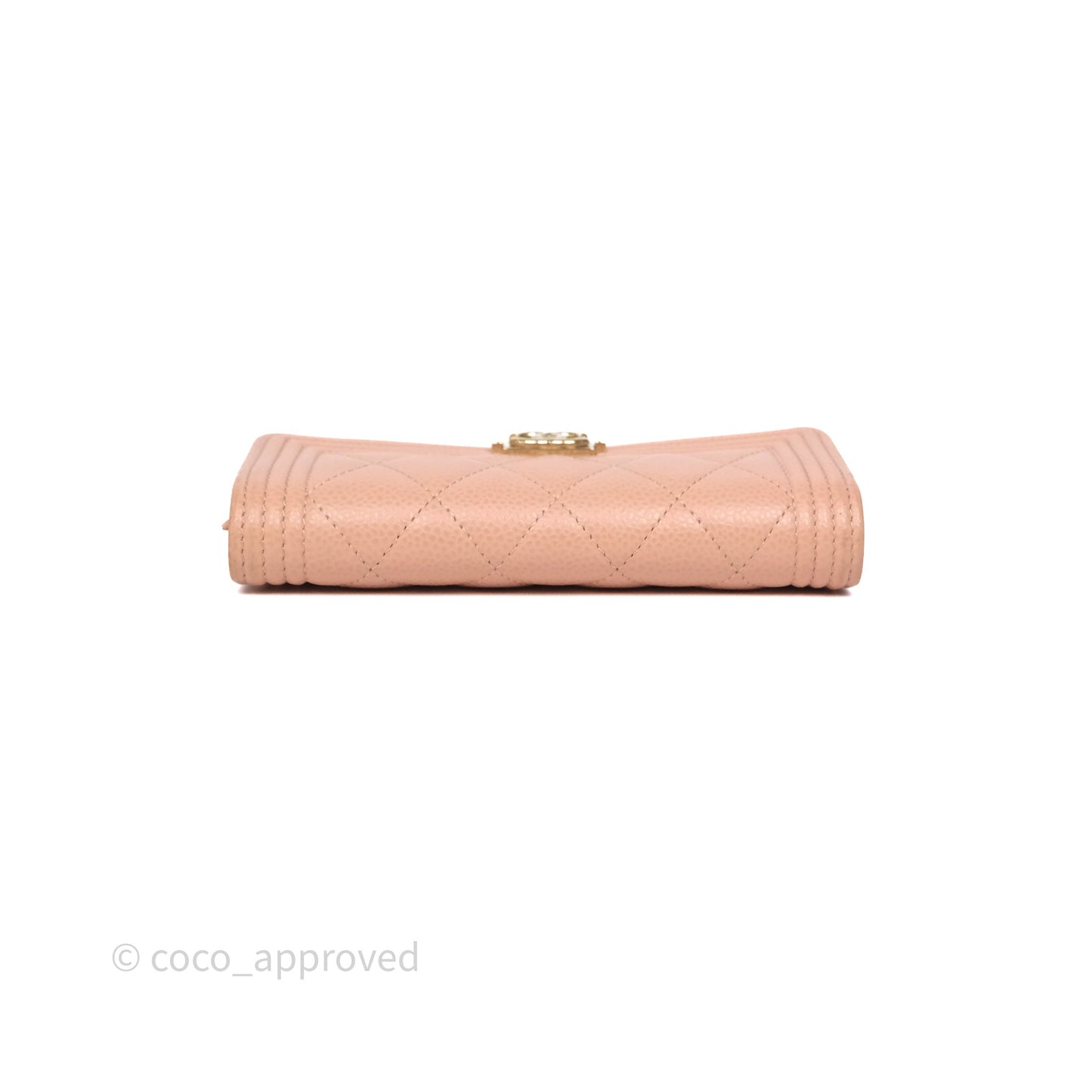 Chanel Quilted Boy Medium Trifold Flap Wallet Pink Caviar Gold Hardware