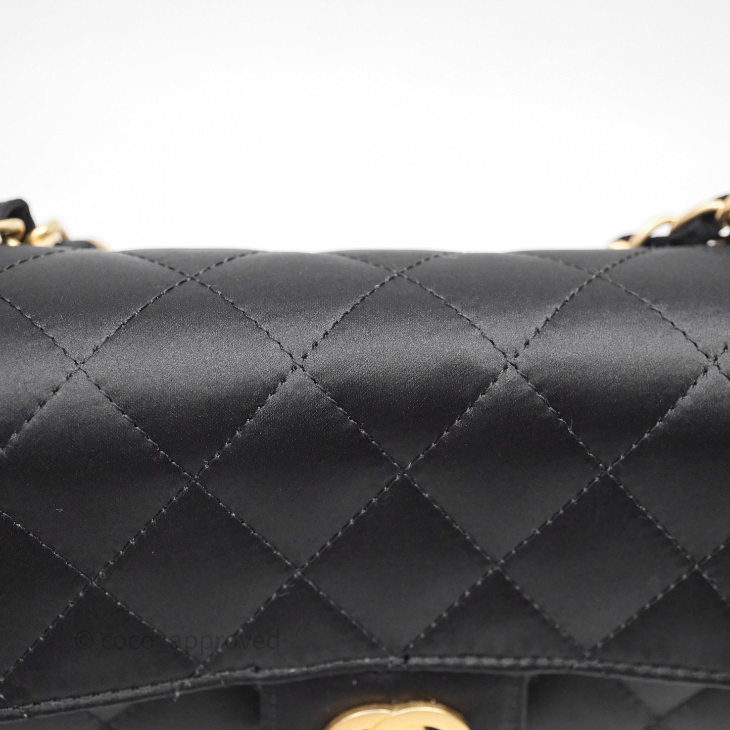 Chanel Vintage Mini Rectangular Black Satin Matte Gold Hardware