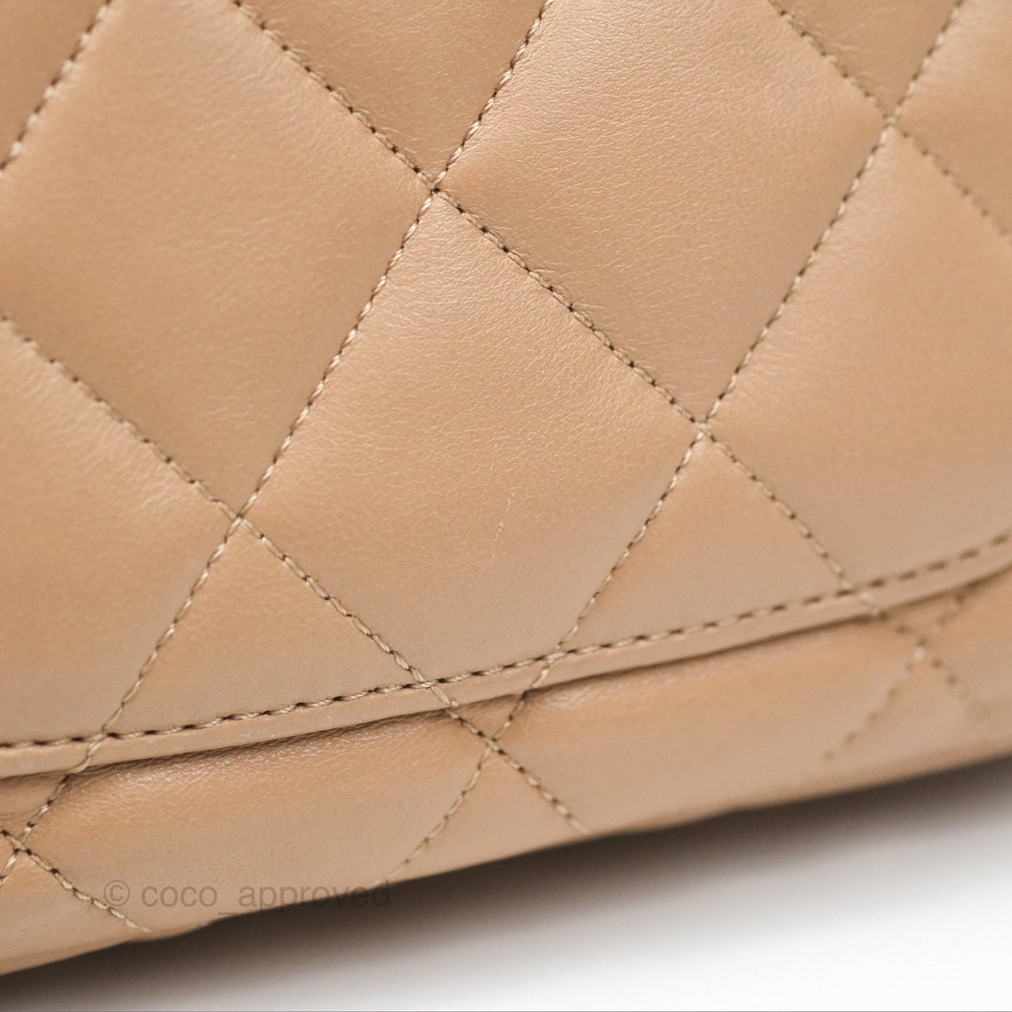 Chanel Small Chunky Chain Flap Bag Lambskin Beige Aged Gold Hardware 22S