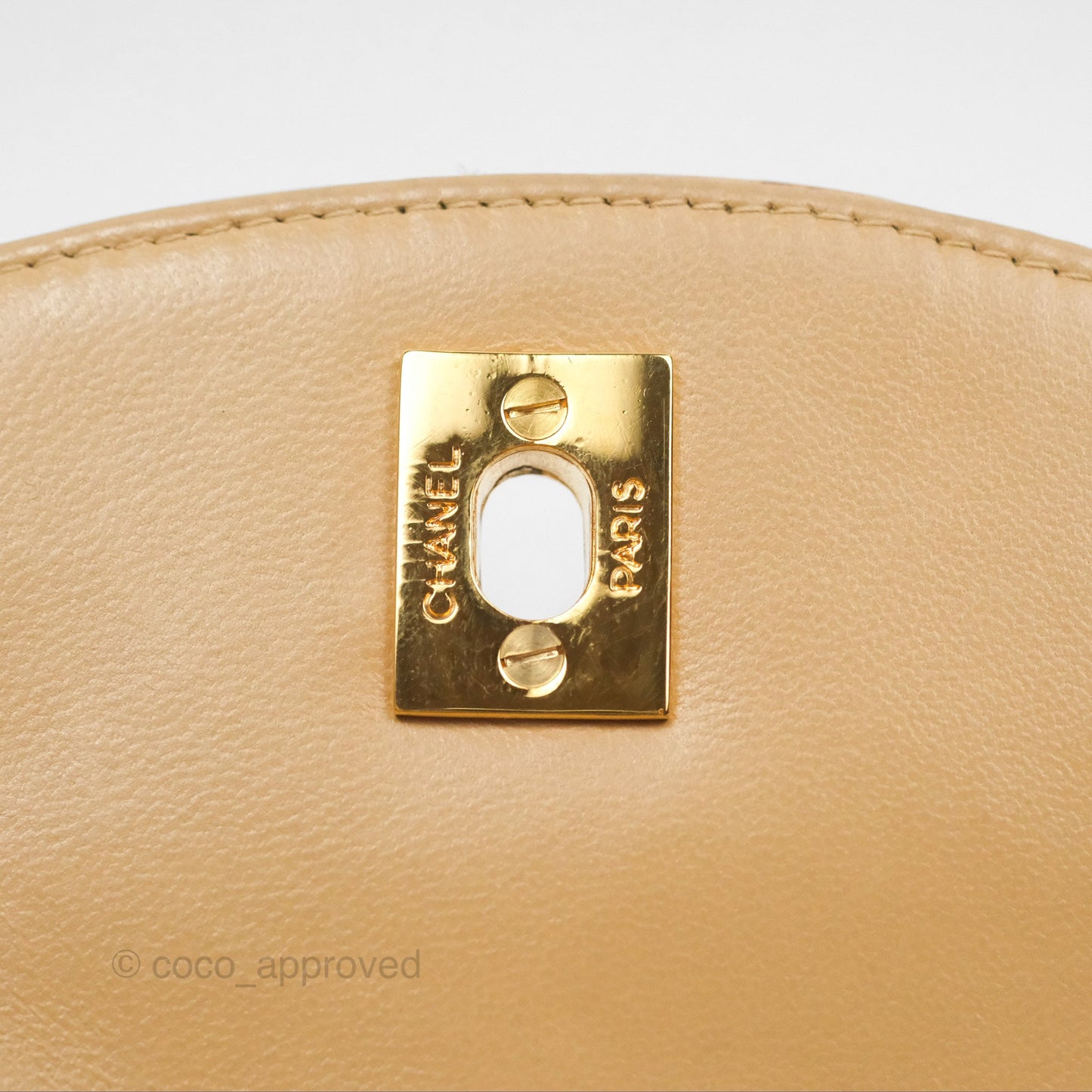 Chanel Vintage Flap Bag Beige Lambskin Gold Hardware