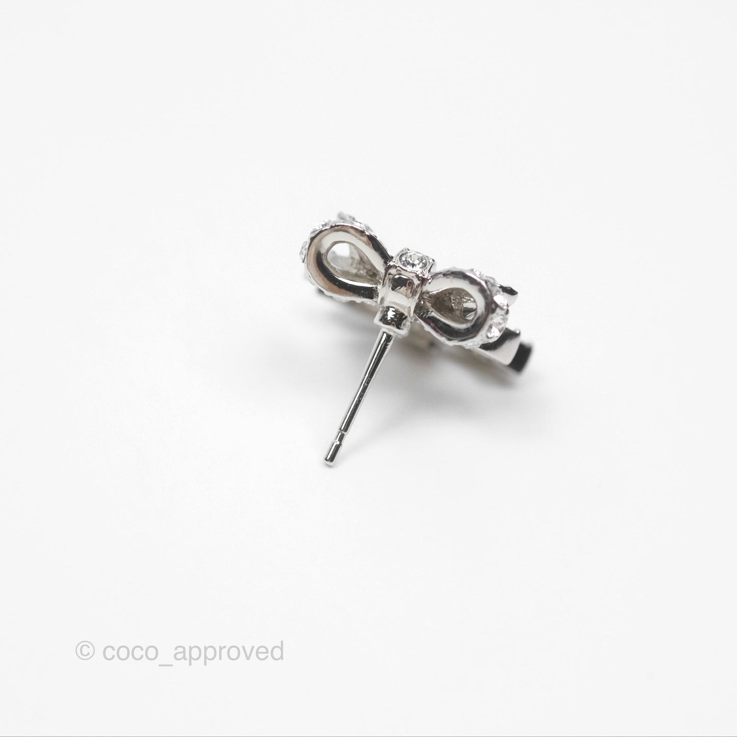 Chanel Crystal Ribbon Bow CC Earrings 24V