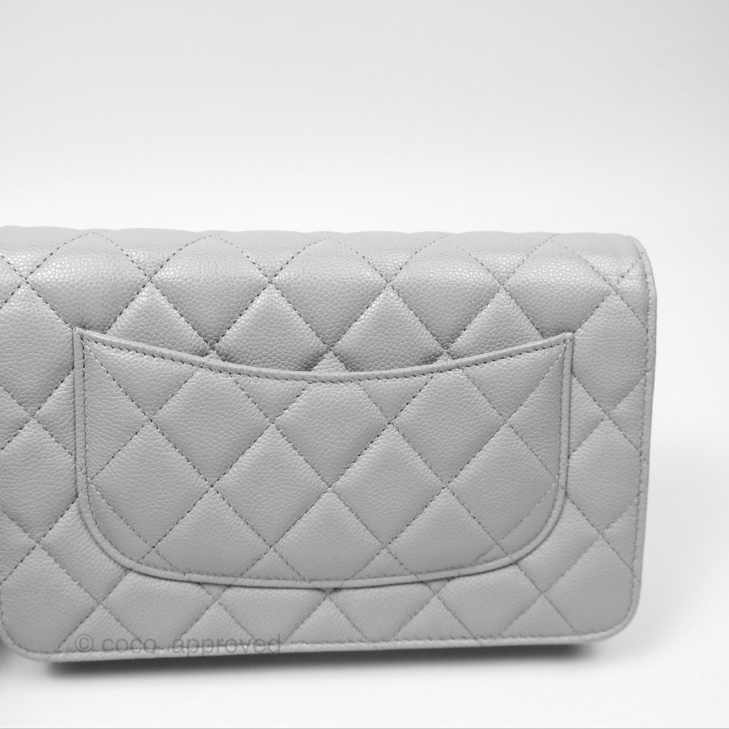 Chanel Quilted Classic Wallet on Chain WOC Grey Caviar Gold Hardware